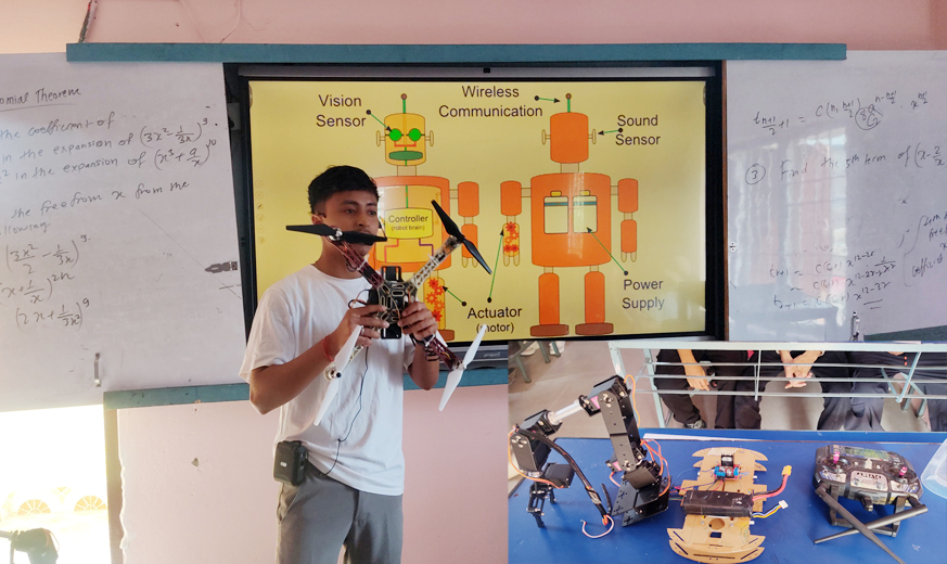 पब्लिक हाइस्कूल बिद्यार्थीहरु ड्रोन र रोर्वट बनाउन सिक्दै